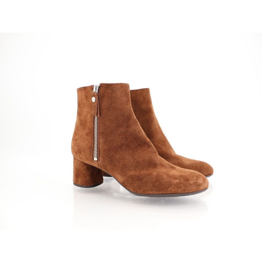 AGL Phillipa Booties Size 36.5 6.5 Brown Leather Suede Block Heel Zip Up Boots